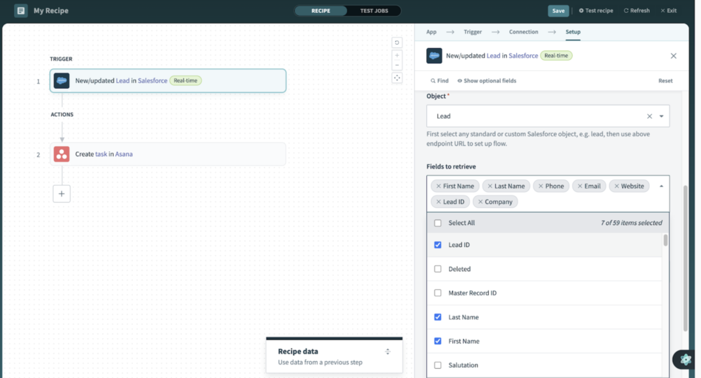 A screenshot of Workato, a Power Automate alternative.