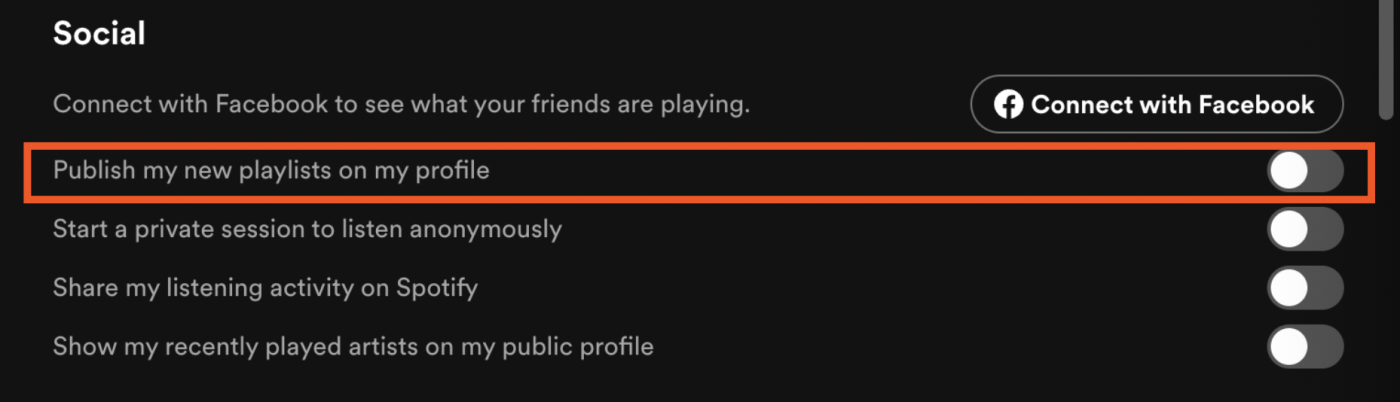 Hide all playlists from profile on Spotify