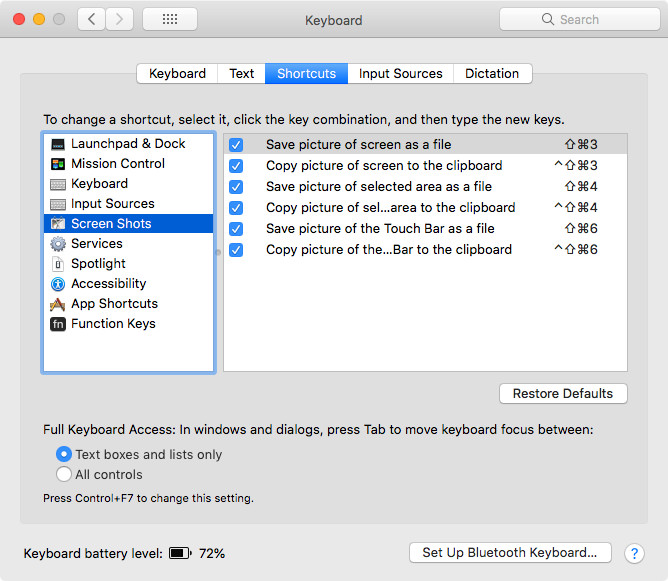shortcut for screen capture mac