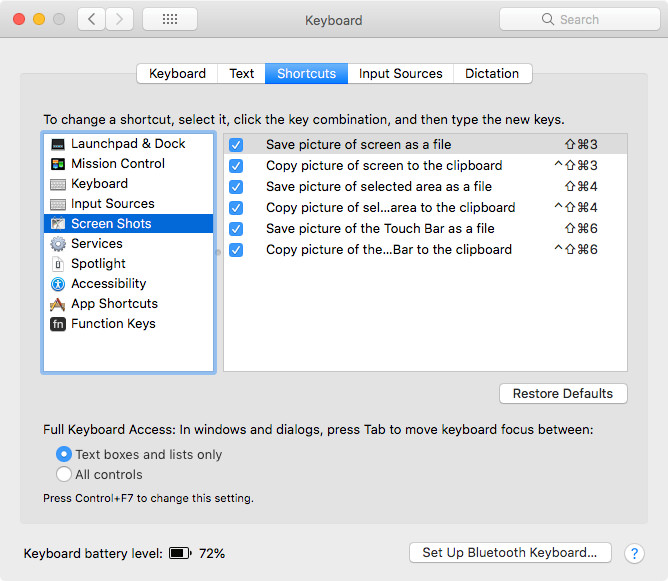 shortcut for screen capture mac