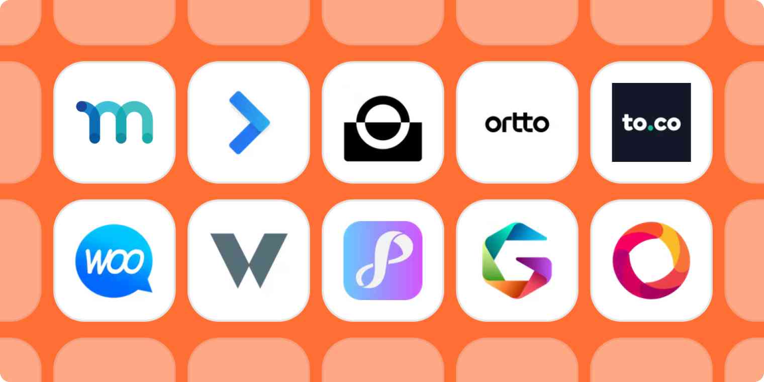 Zapier new app logos on an orange background
