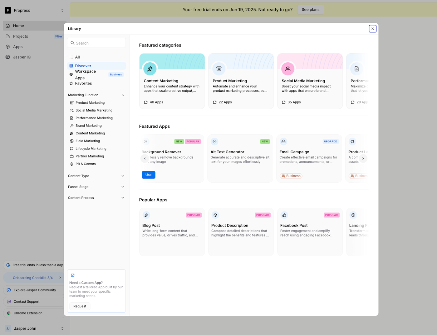 Jasper's library of apps (templates)