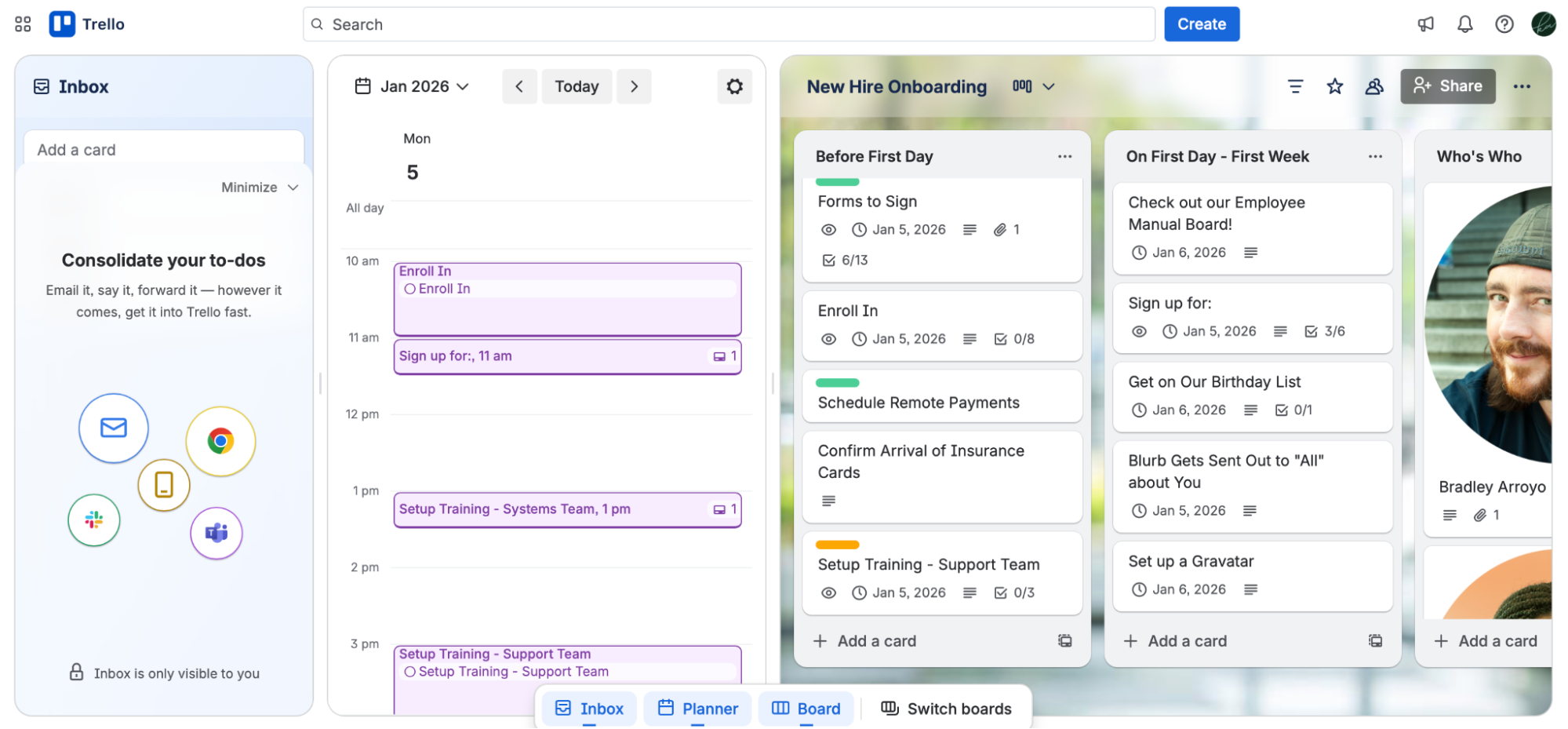Trello, our pick for the best time blocking app for Trello power users