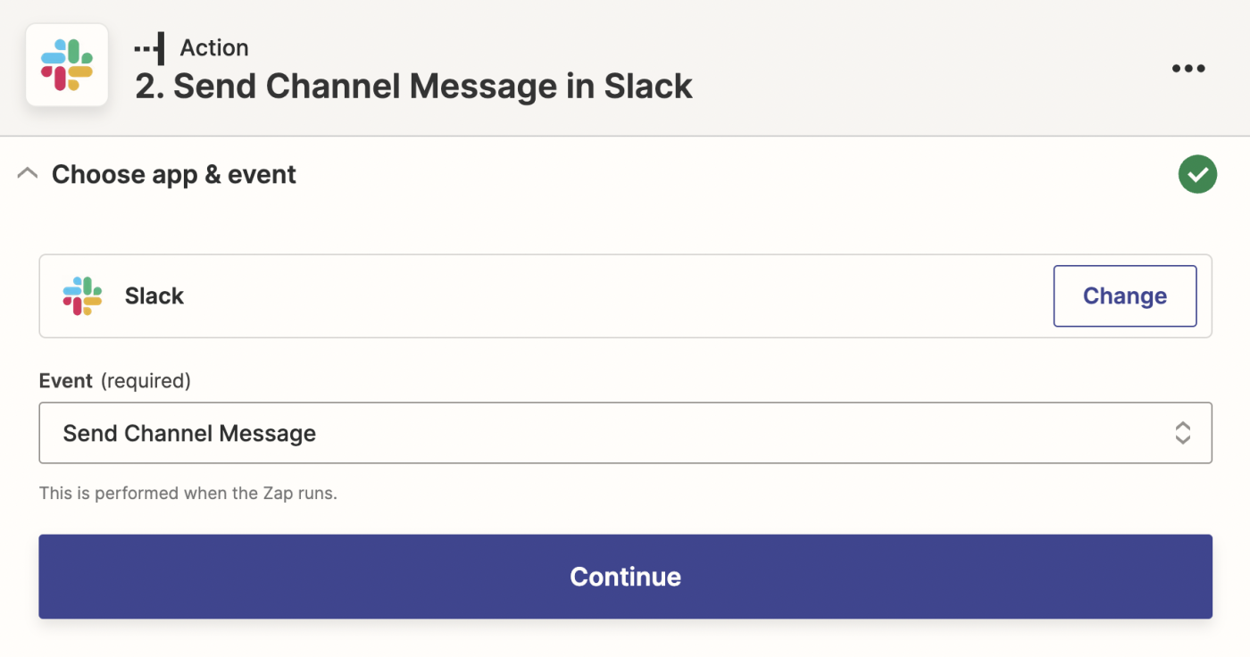 Slack Channel Message step