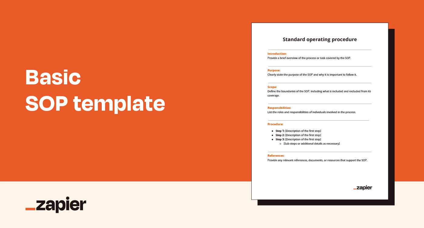 Image of Zapier's basic SOP template on an orange background