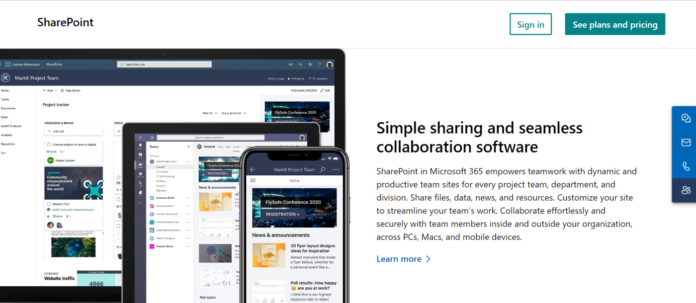 Microsoft SharePoint, document management software for collaboration