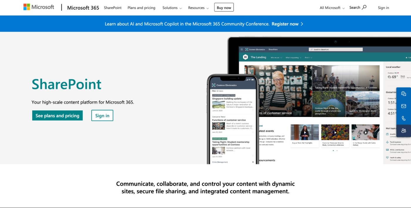 Microsoft SharePoint, document management software for collaboration