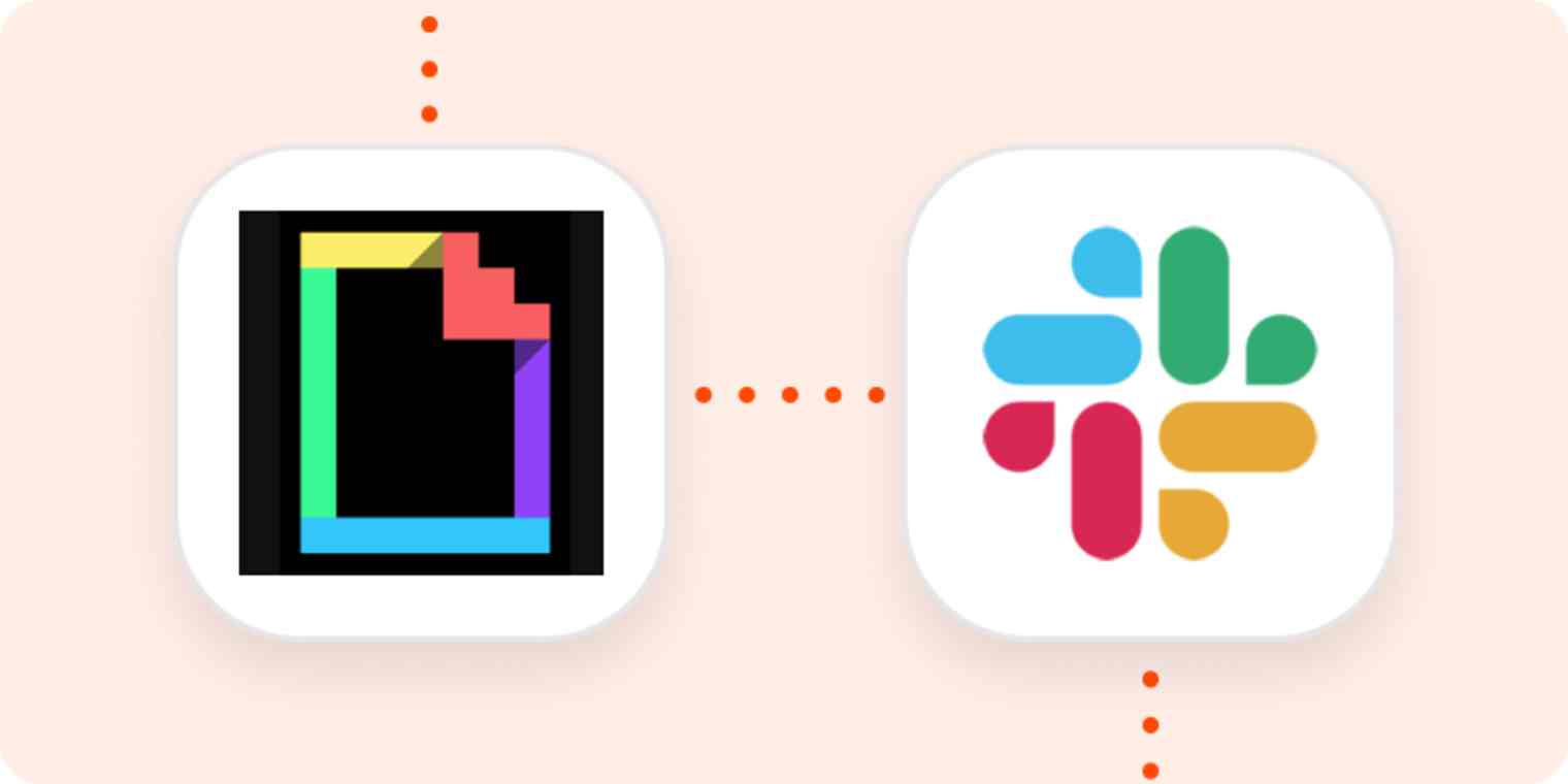Hero image for a Zapier tutorial with the GIPHY and Slack logos connected by dots