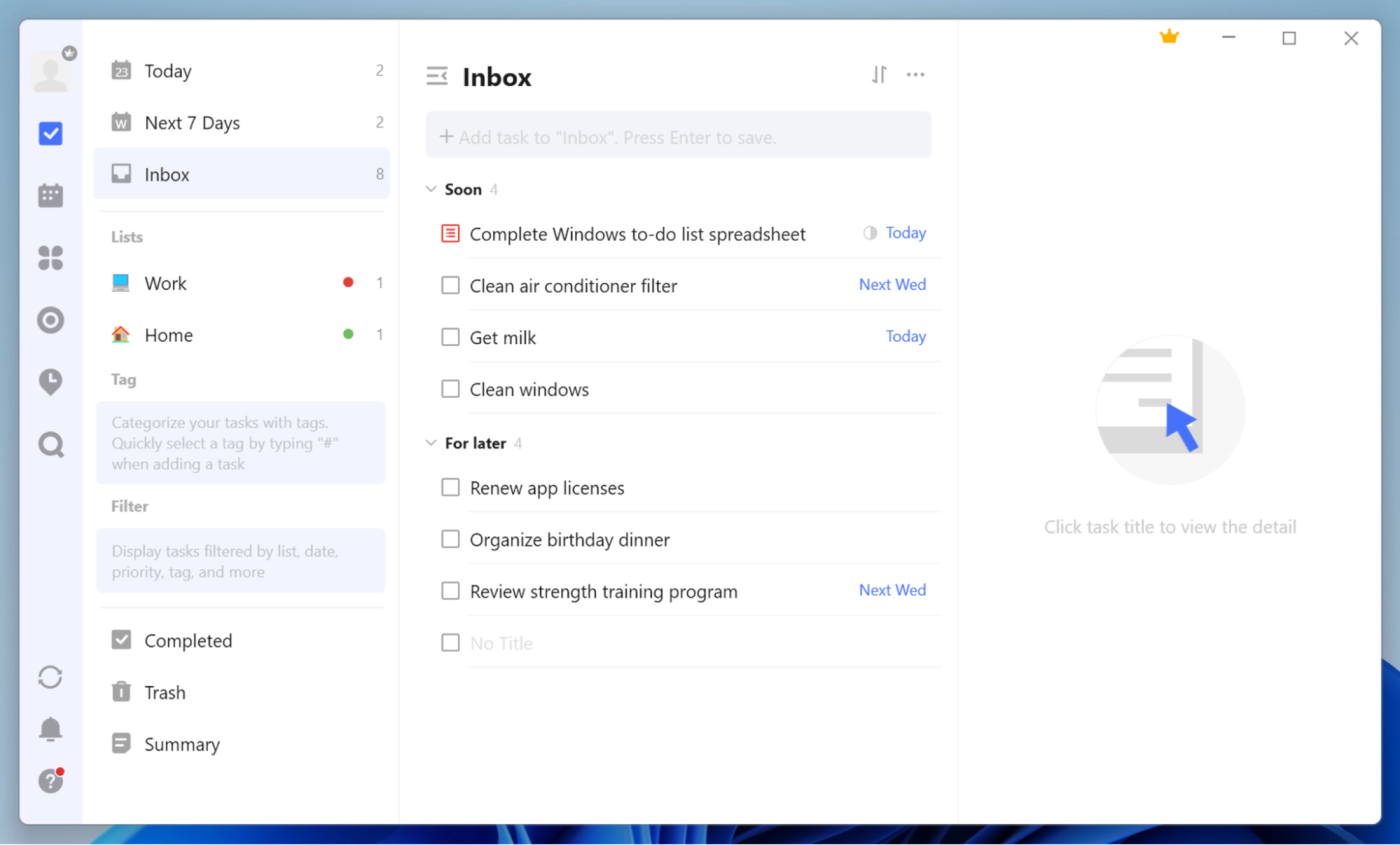 TickTick, our pick for the best Windows to-do list app for blending simplicity with power