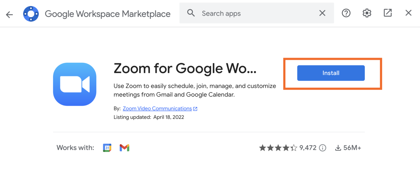 Installing the Zoom for Google Calendar add-on