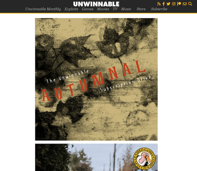 Unwinnable's link in bio page