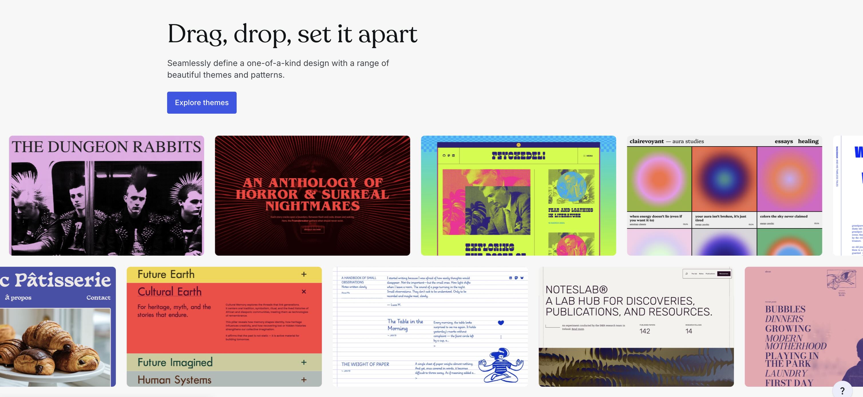 WordPress Home Page with the words