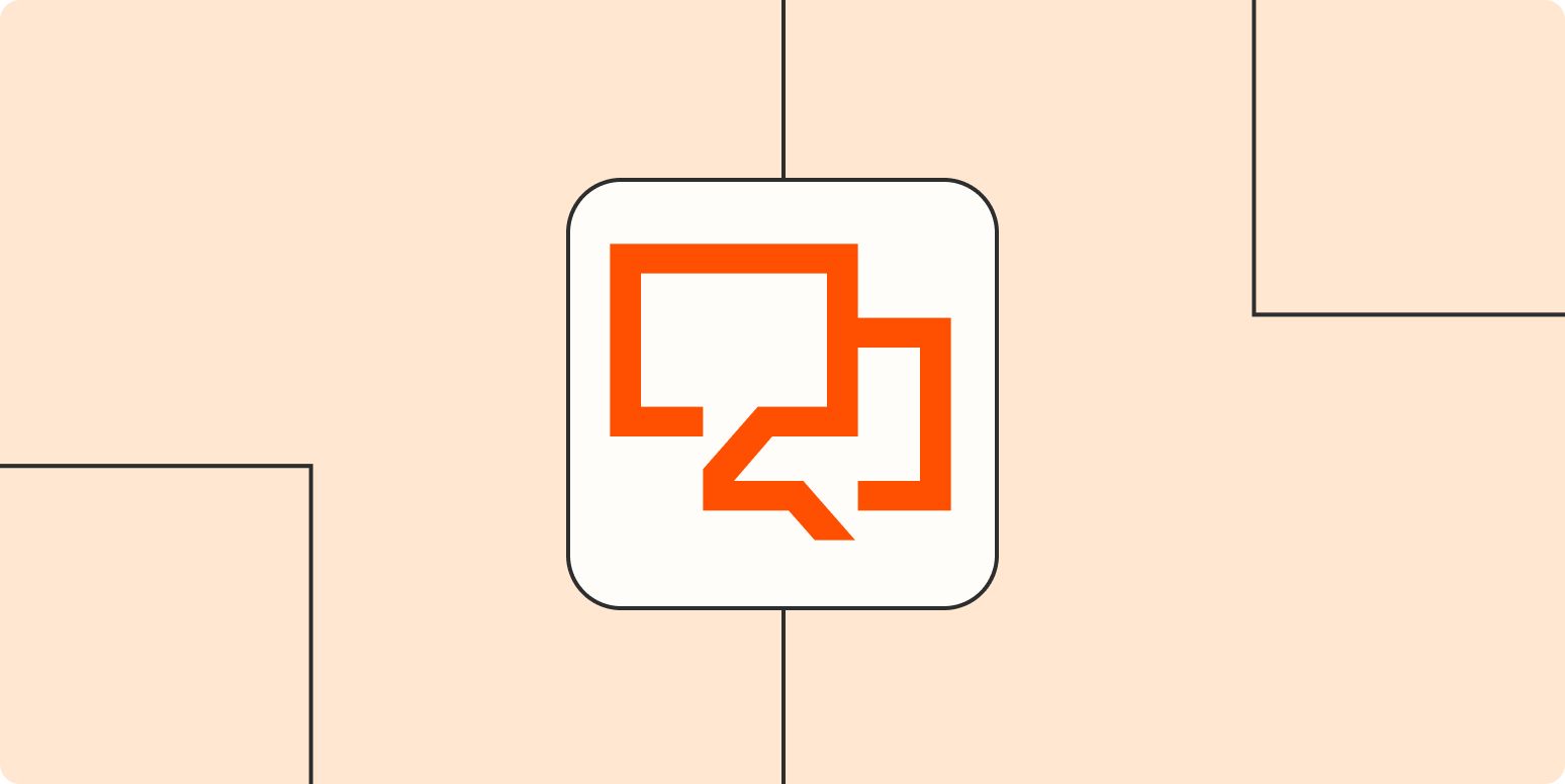 An icon representing a chat message in a white square on a pale orange background