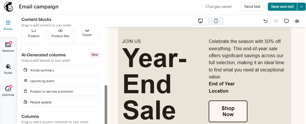 Mailchimp's Creative Assistant at work