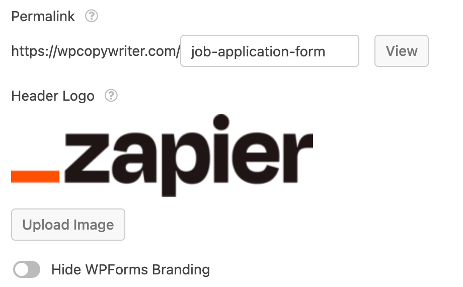 Adding a logo and removing powered by WPForms