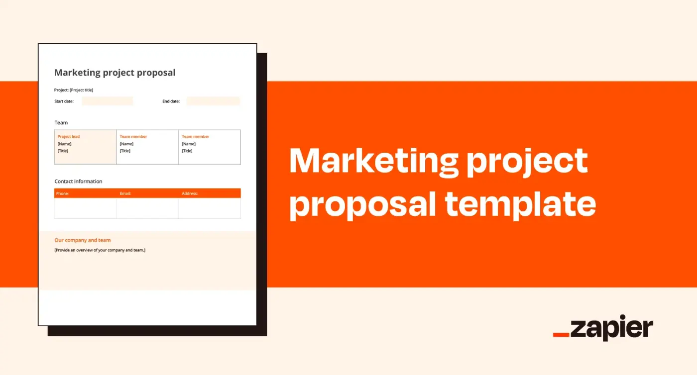 Mockup showcasing Zapier's marketing project proposal template