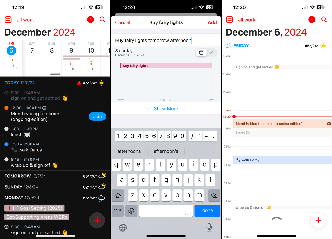 Fantastical, our pick for the best iPhone productivity app for managing your calendar