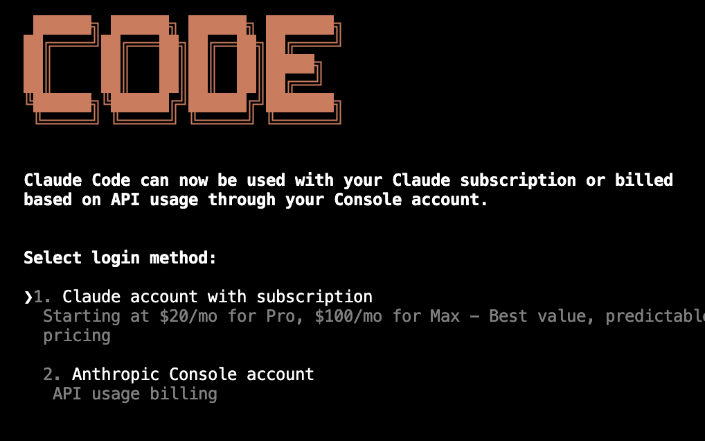 The Claude code response to log in