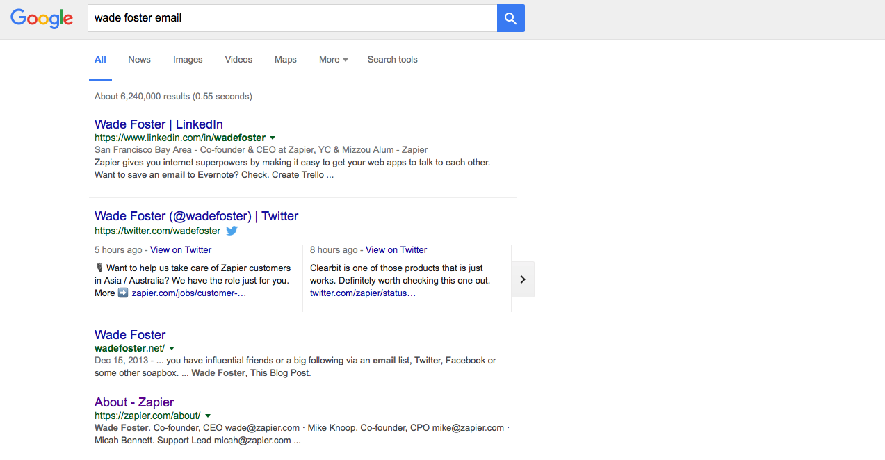 Google search for email