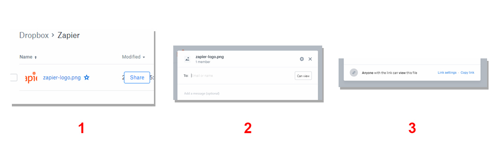 Create shareable link from Dropbox