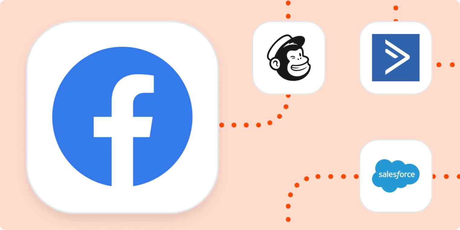 The logos for Facebook, Mailchimp, ActiveCampaign, and Salesforce.