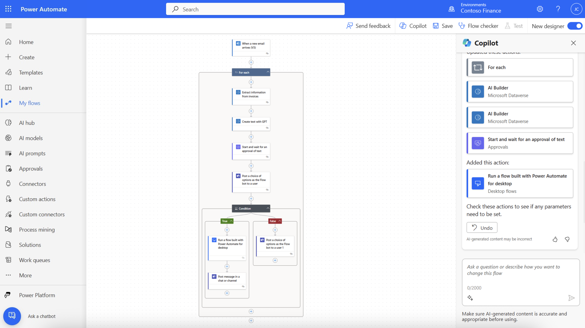 Screenshot of the Microsoft Power Autoamte interface