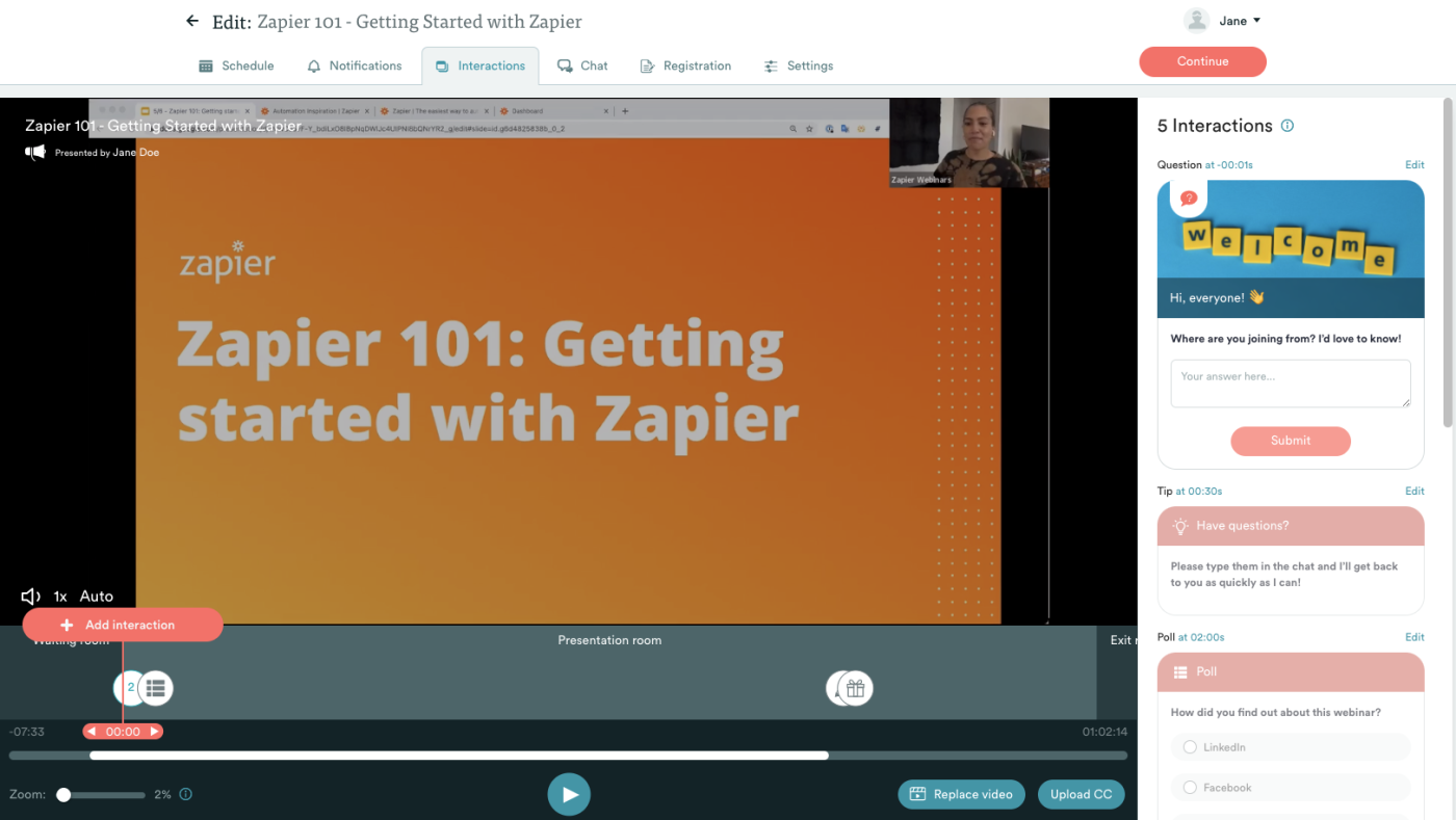 A screenshot of eWebinar, our pick for the best webinar software for automated pre-recorded webinars