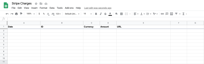 Setting up your Google Sheet to receive information from Stripe