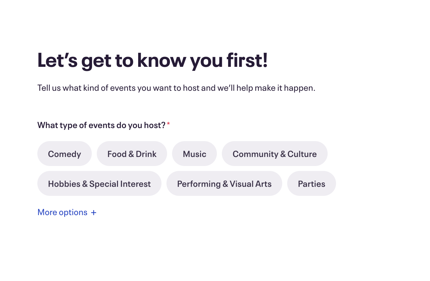 Answering questions on Eventbrite to set up an event