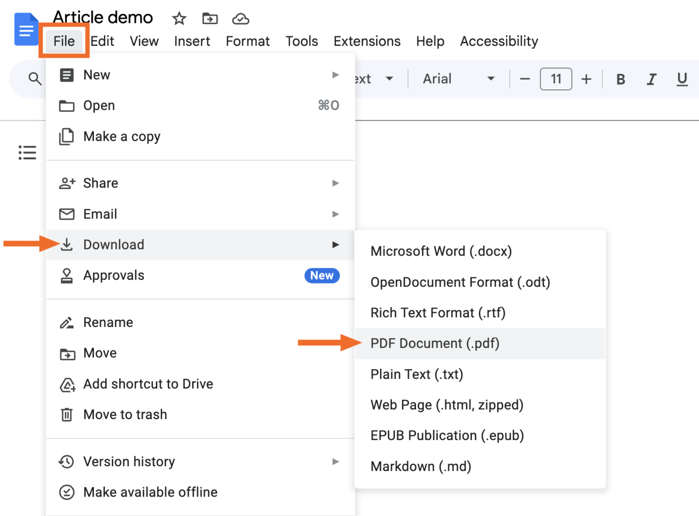 How to save a Google Doc as a PDF. 