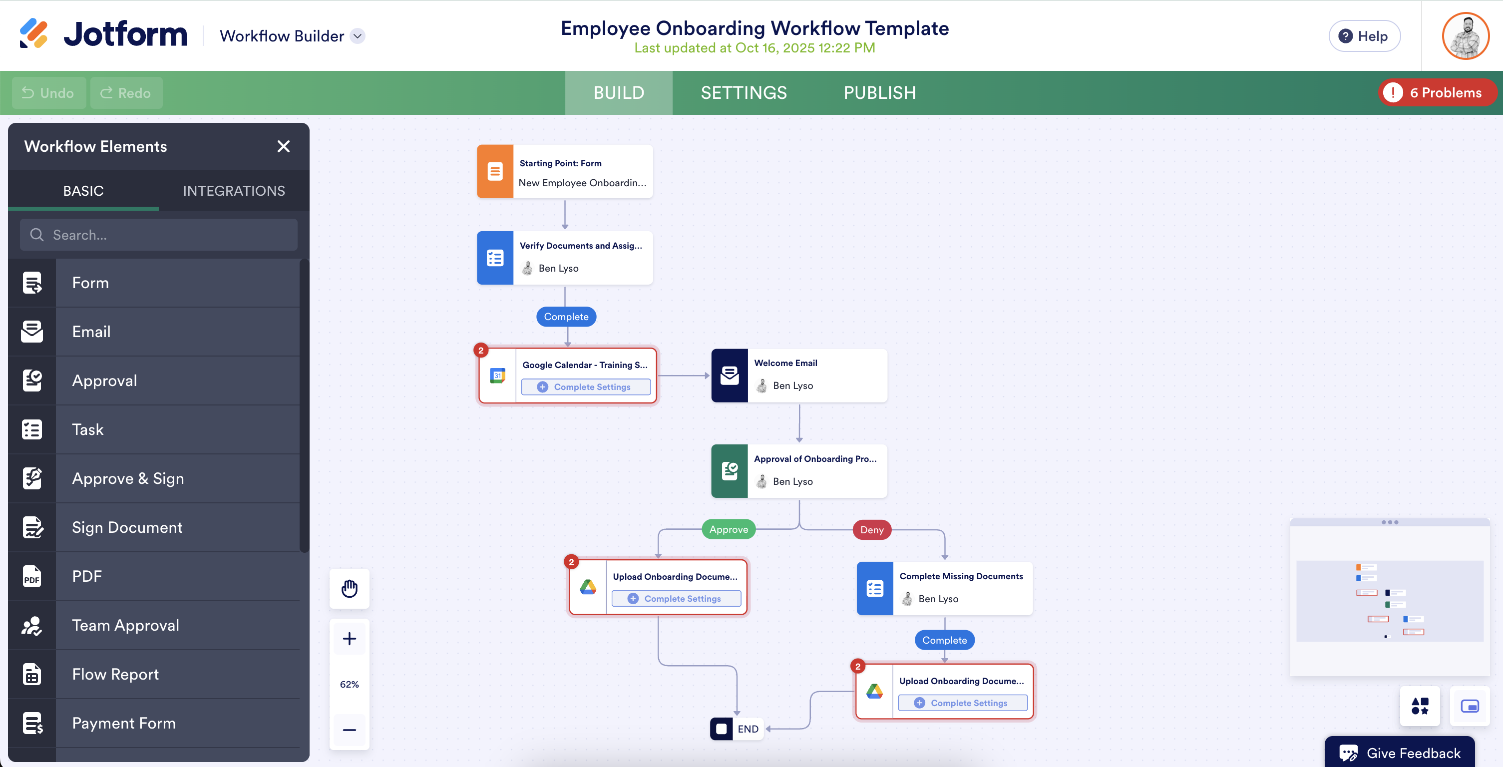 Screenshot of the Jotform interface
