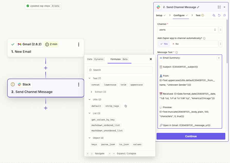 Inline Formulas lets you transform data without having to add additional steps to your Zaps.
