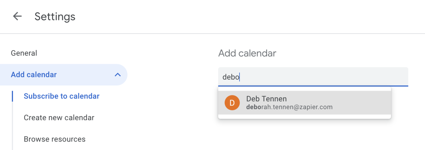 Add calendar field of a Google Calendar Settings page. 