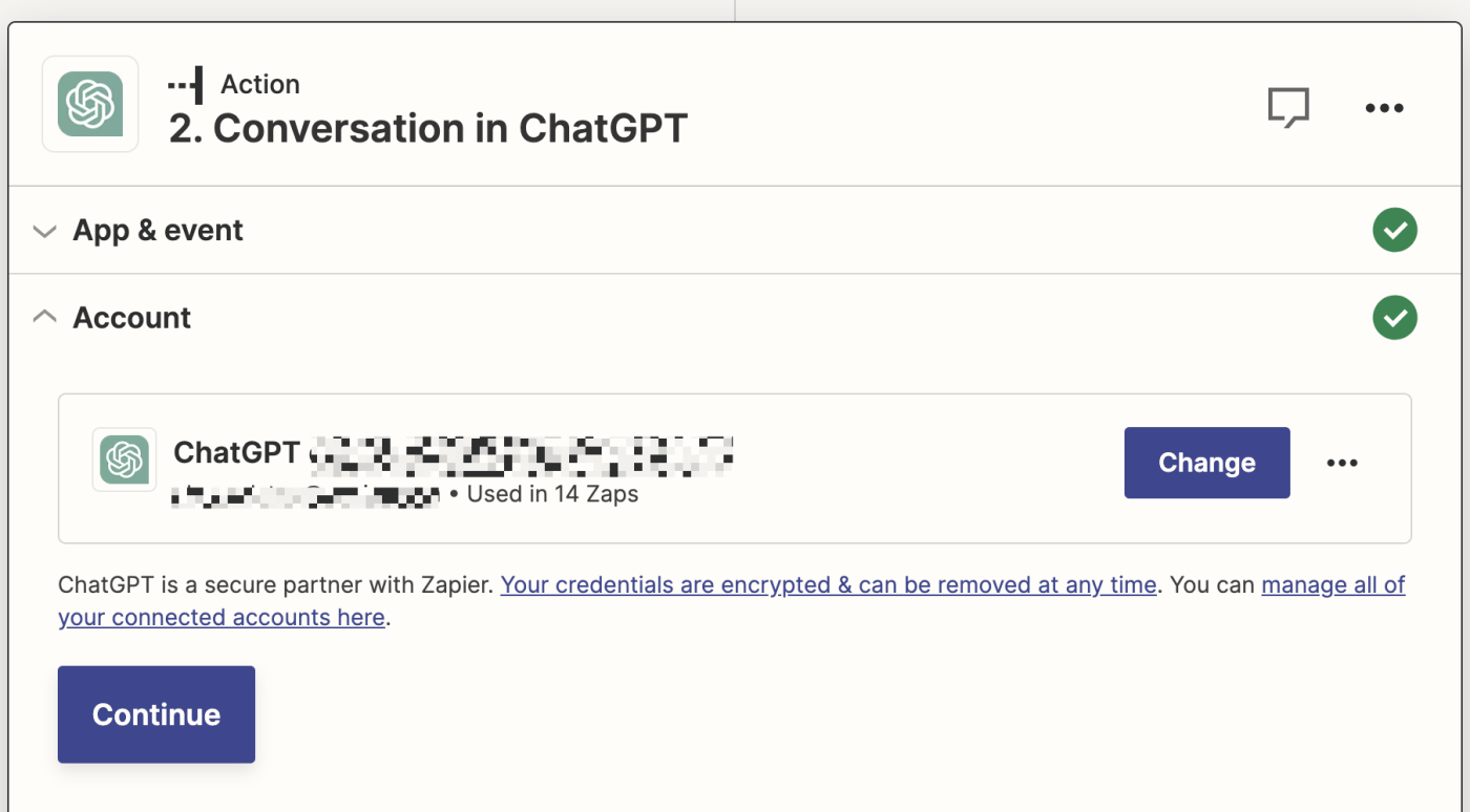 Screenshot of ChatGPT integration