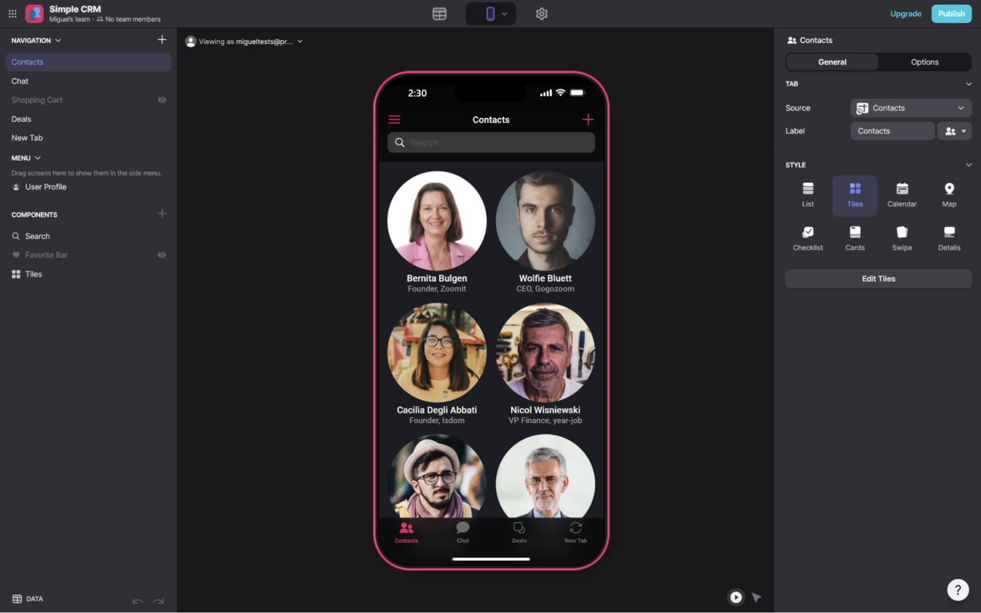 Glide, our pick for the best no-code mobile app builder