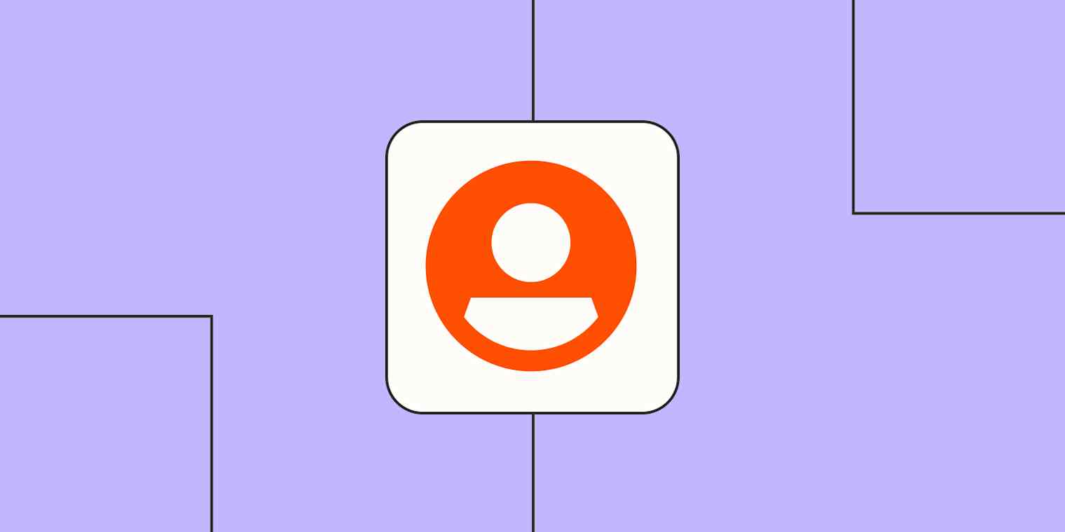 A hero image of an orange person icon on a light purple background.