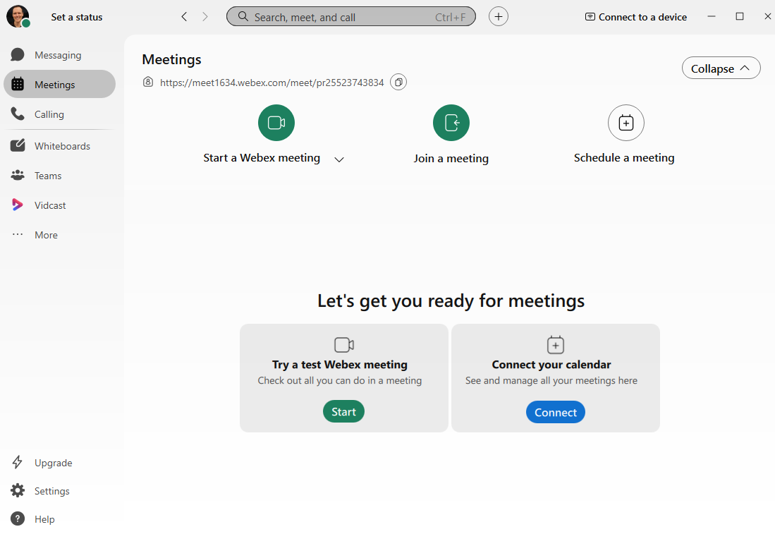 The Webex desktop app