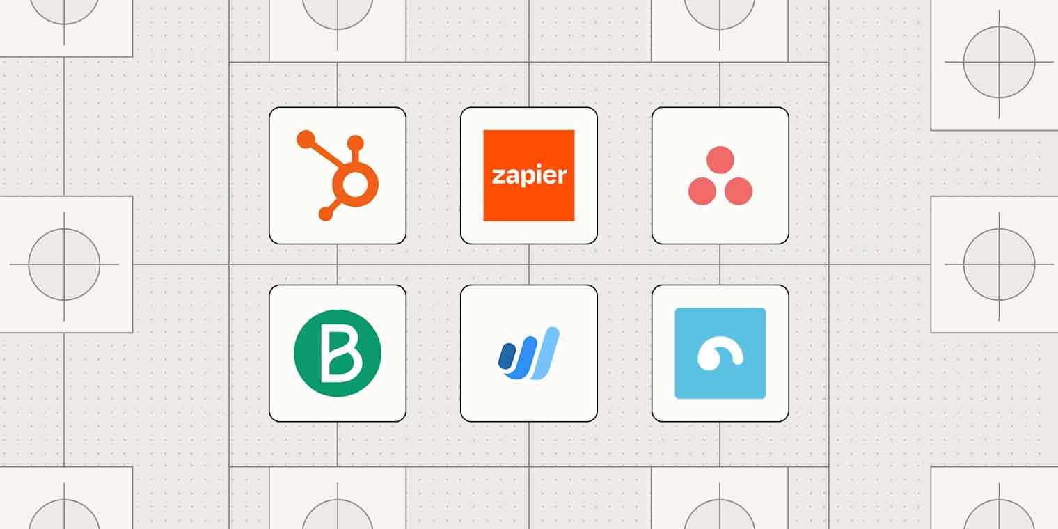 Hero image with the logos of the best automation software for small businesses