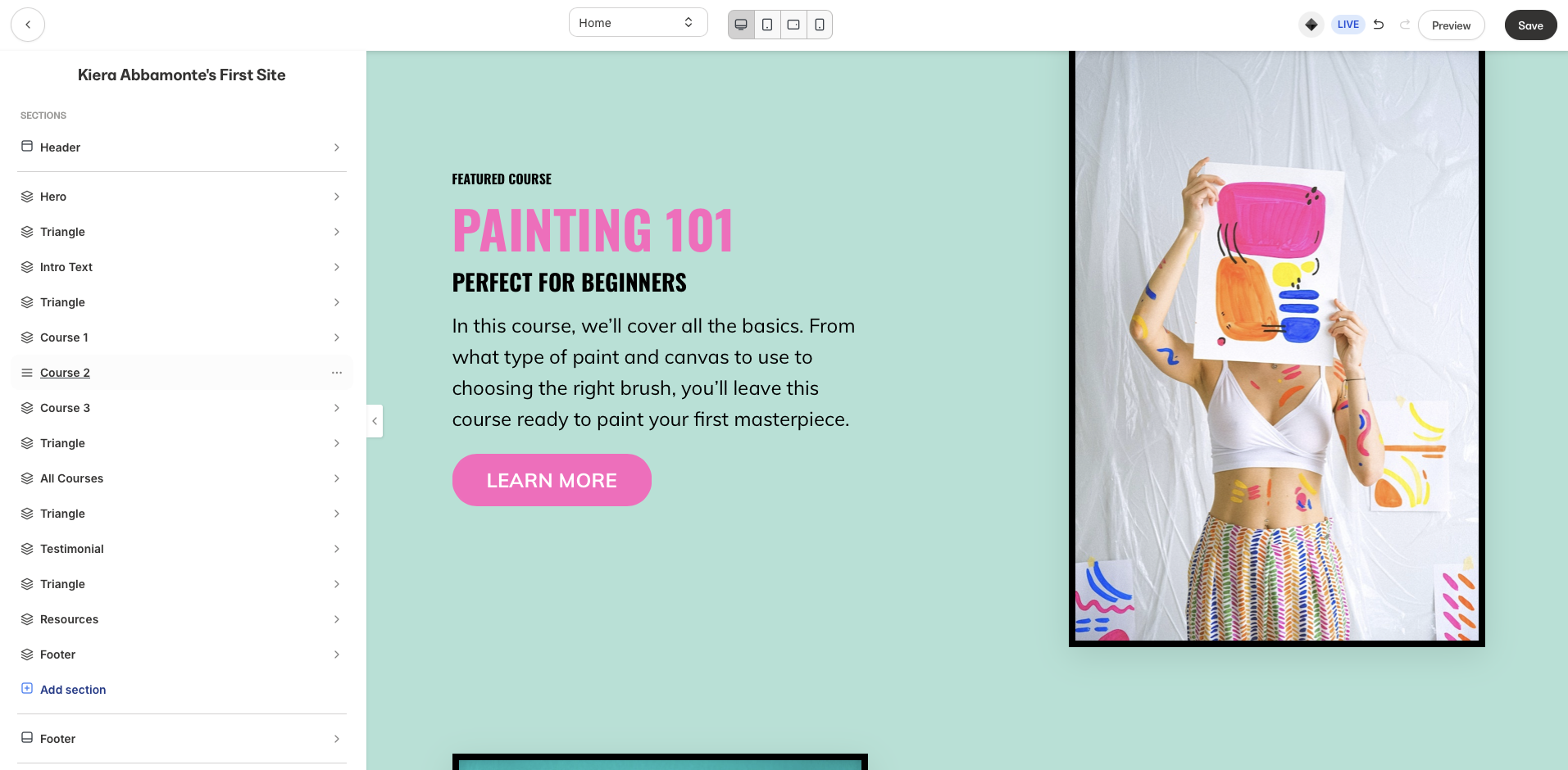 Kajabi's page builder