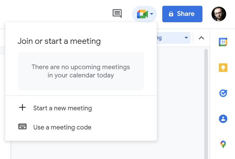 Using Google Meet with Google Docs