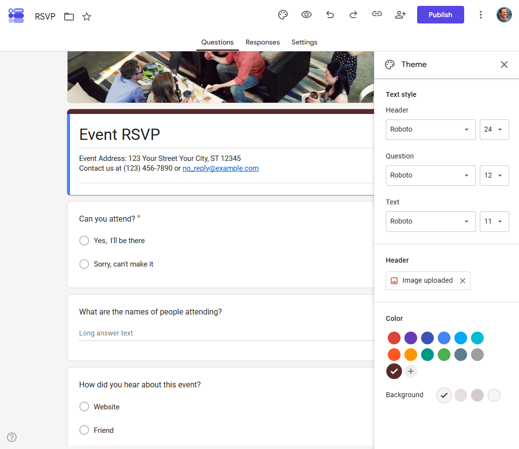 Creating a form in Google Forms
