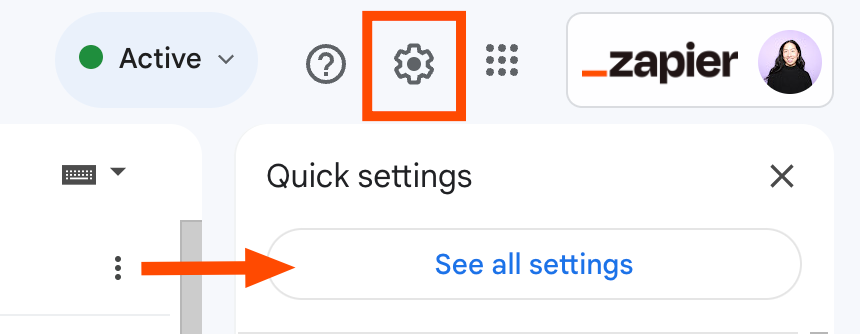 How to access Gmail settings from a desktop.