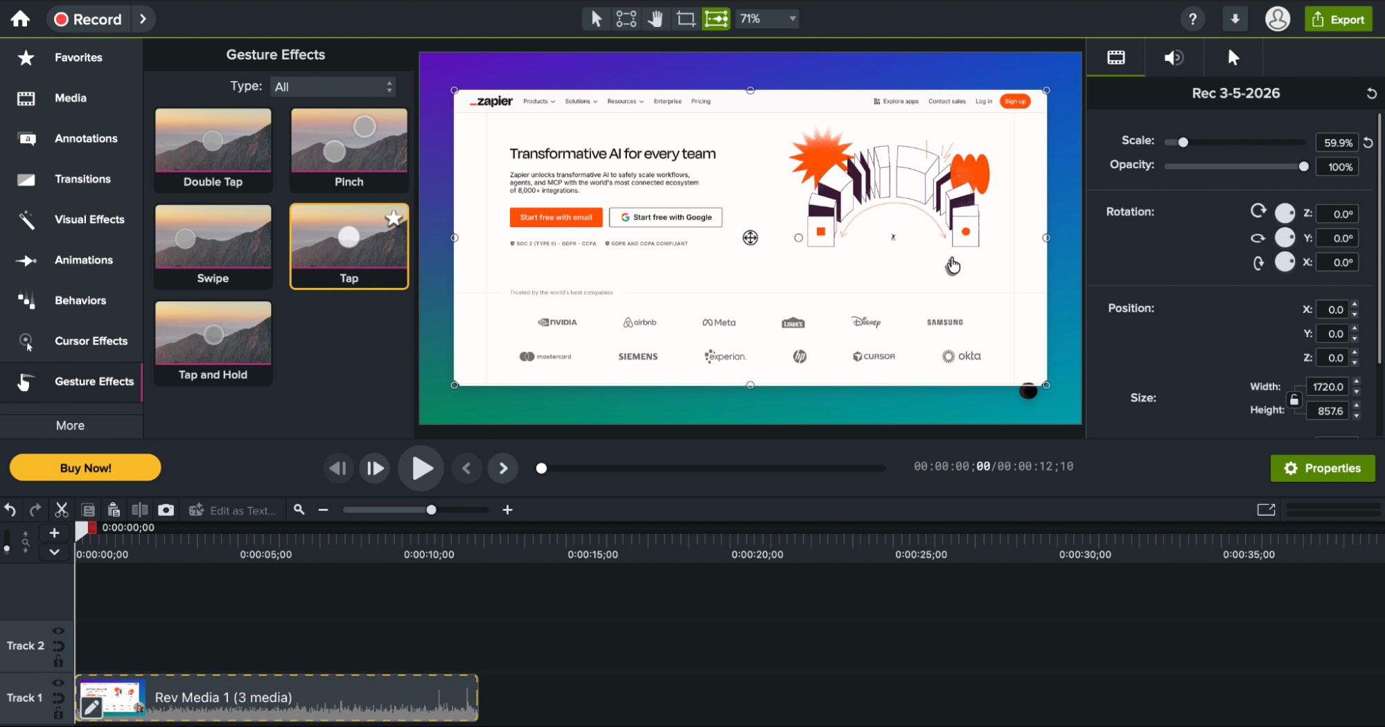 A screenshot of Camtasia, our pick for the best screen recording software for advanced video editing