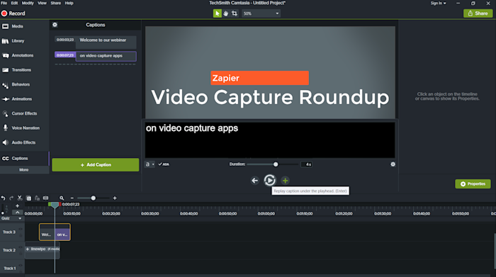 Camtasia screenshot