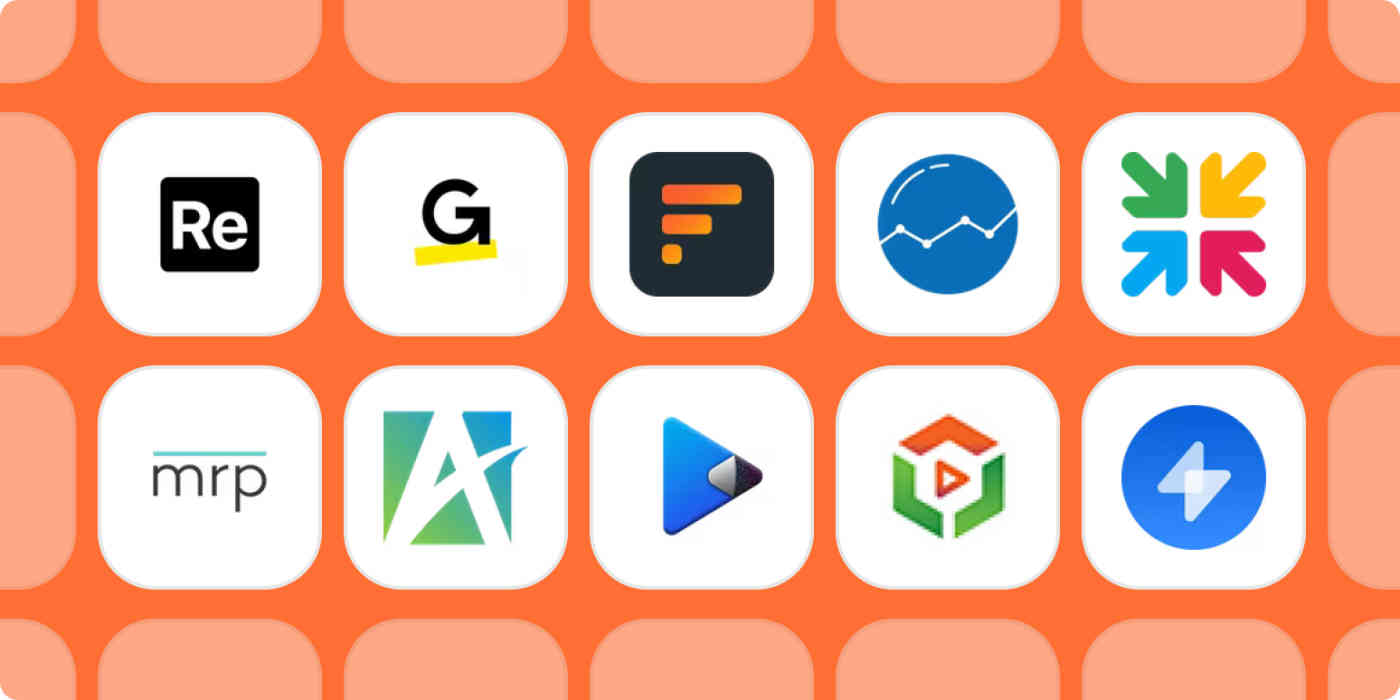 Screenshot of the newest app logos to join Zapier on an orange background
