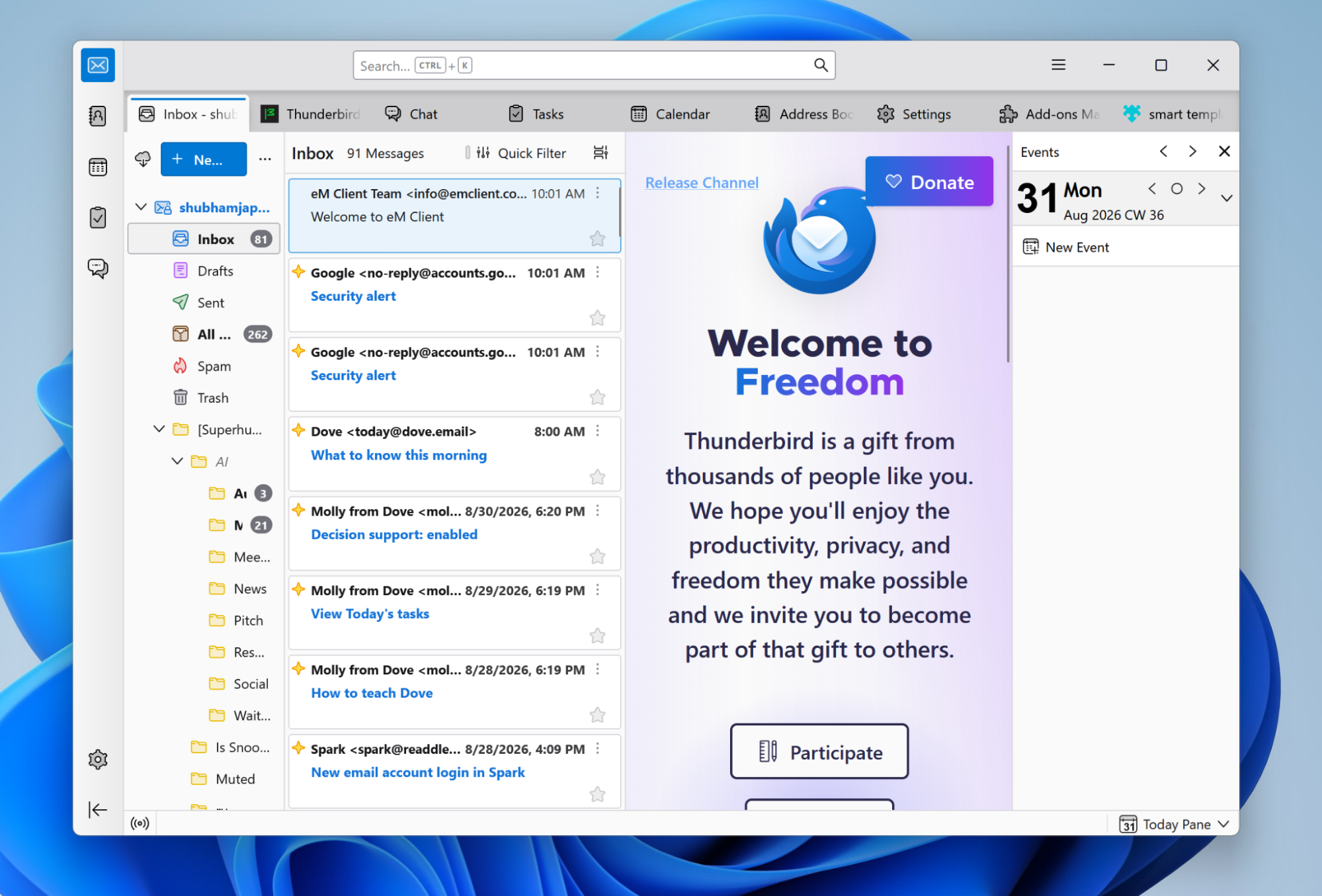 Thunderbird, nuestra elección para el mejor cliente de correo electrónico gratuito para Windows
