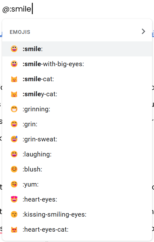 Emoji reactions dropdown