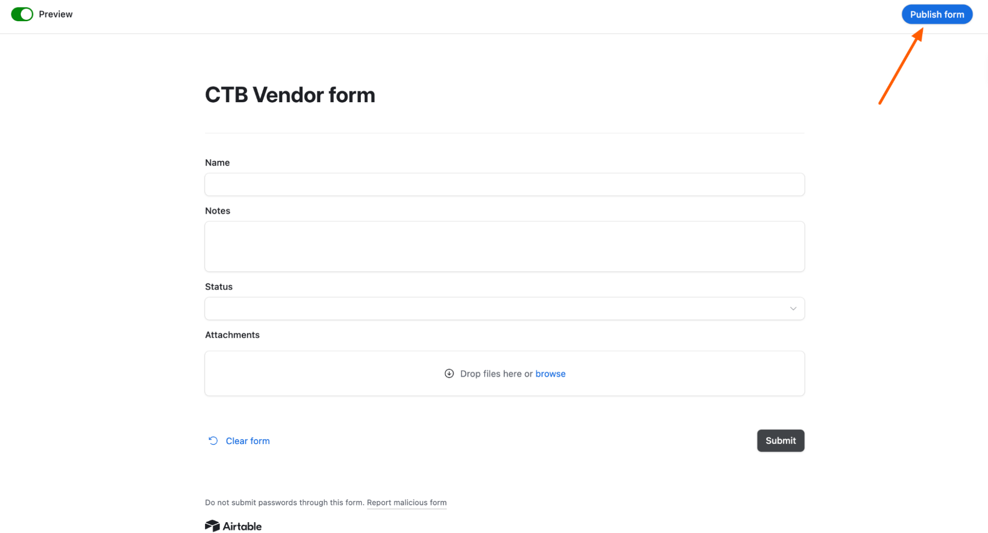 How to publish an Airtable form built using interfaces.