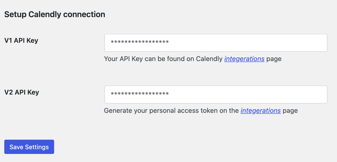 Screenshot of the API key input window