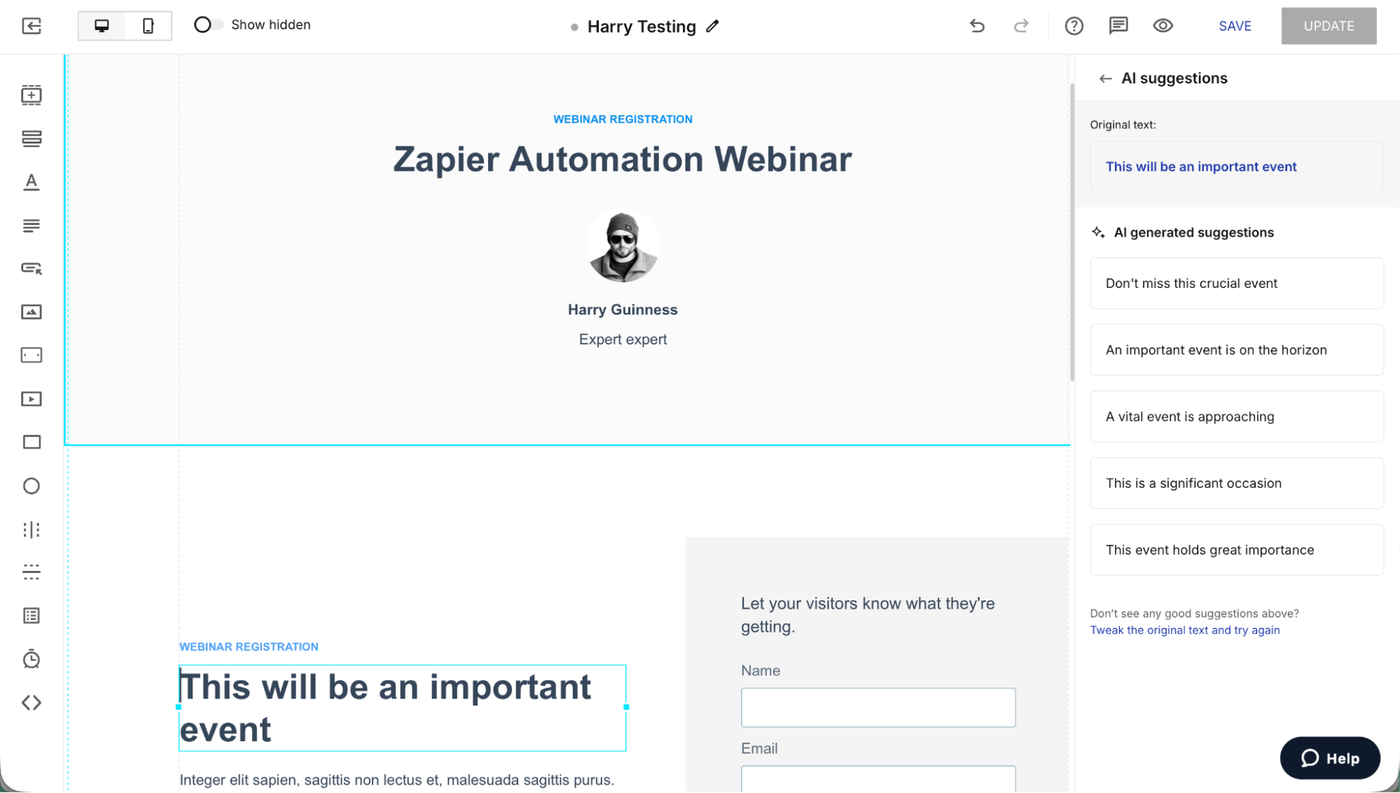Instapage, our pick for the best landing page builder for businesses with a budget